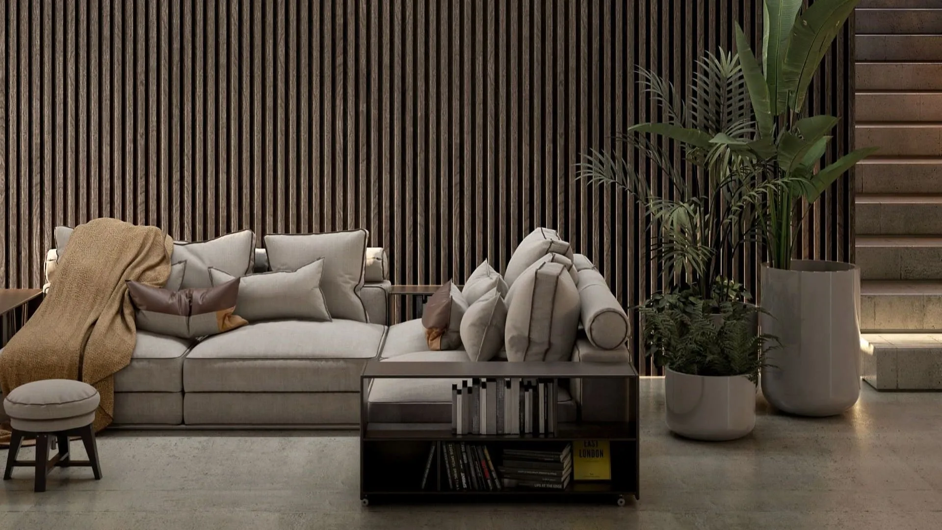 ambiente interior revestido con panel epsilon blanco
